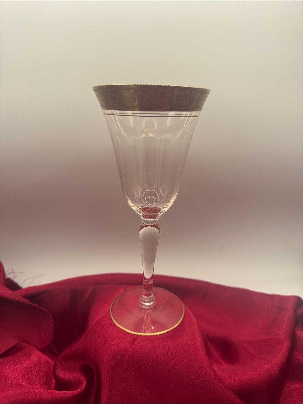 Crystal vintage "Rambler Rose" pattern Water Goblet by Tiffin MCM